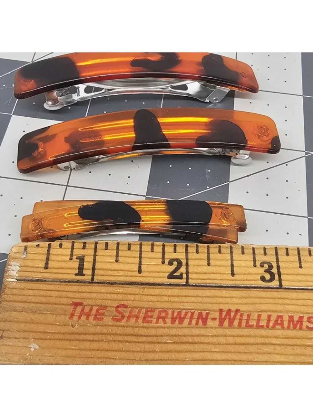 3 Faux Tortoiseshell Hair Clips Barrettes Set Small Medium Large Retro Style
